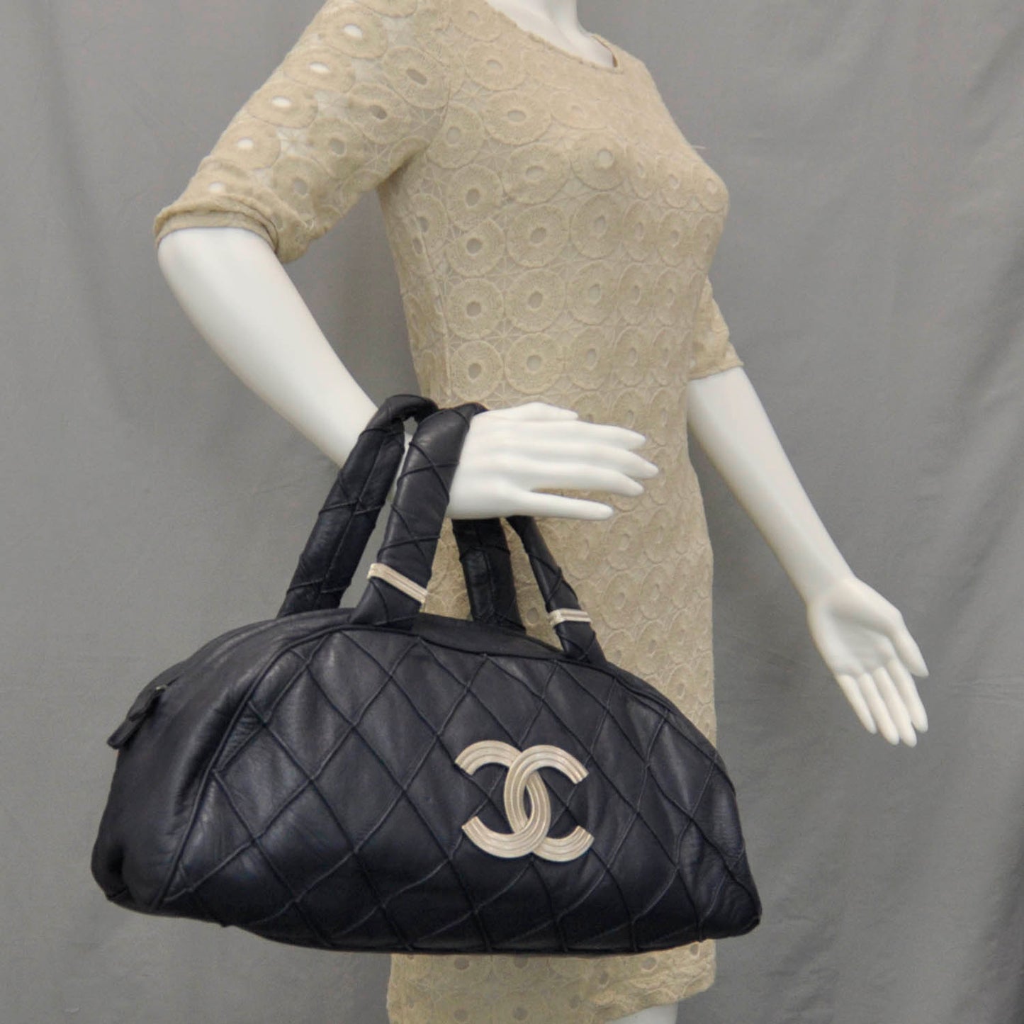 Lambskin Bowler Navy Blue