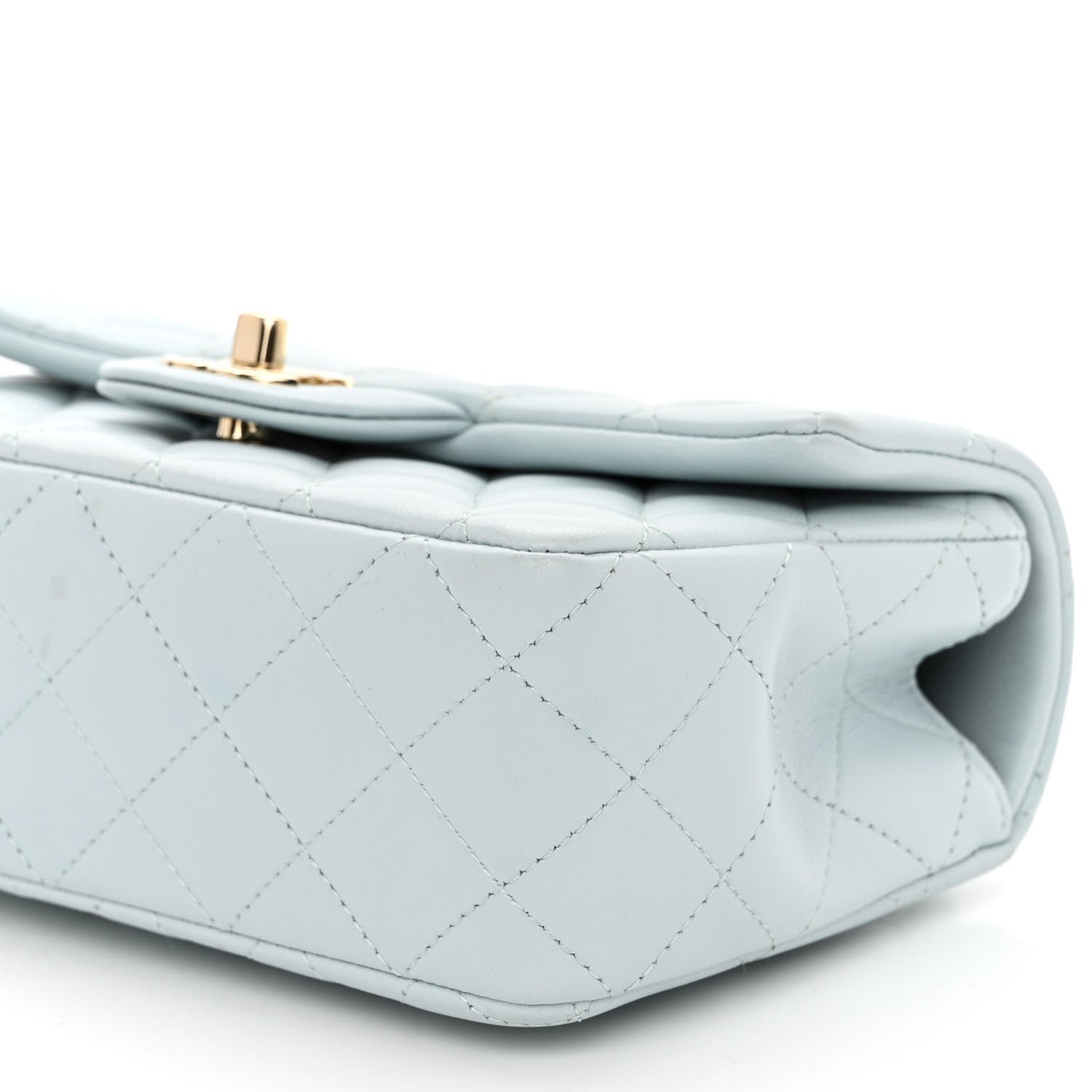 Chanel Lambskin Quilted Mini Top Handle Rectangular Flap Light Blue 10 of 11