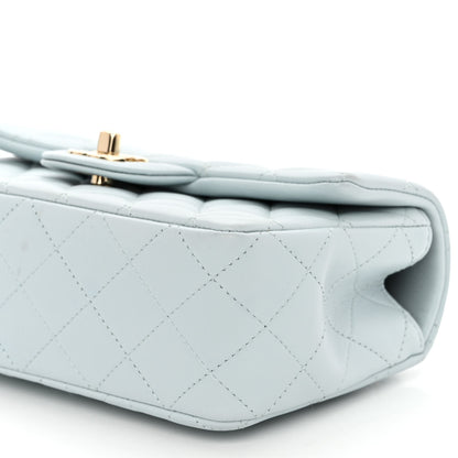 Chanel Lambskin Quilted Mini Top Handle Rectangular Flap Light Blue 10 of 11