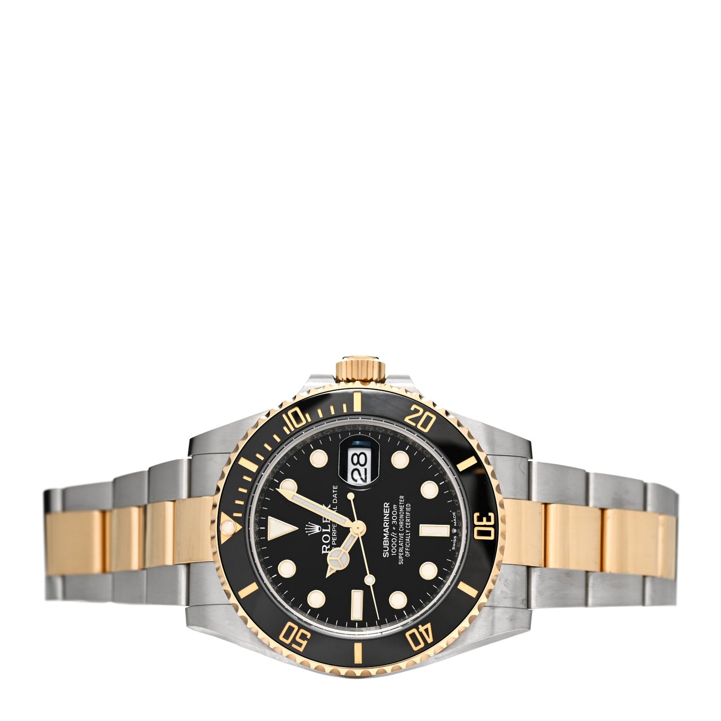 Stainless Steel 18K Yellow Gold 41mm Submariner Date Watch Black 126613LN