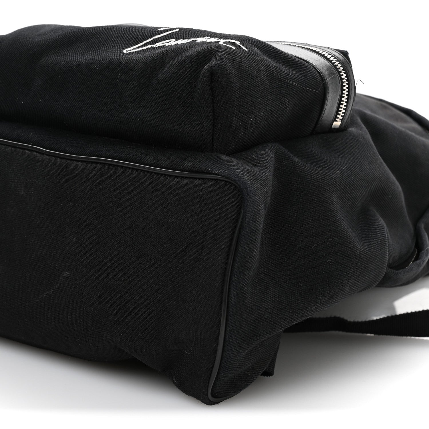 Saint Laurent Canvas Signature Embroidered City Backpack Black 10 of 12