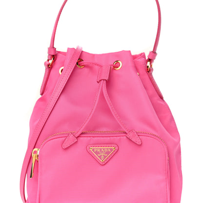 Prada Re-Nylon Saffiano Duet Bucket Crossbody Bag Fuxia 9 of 9