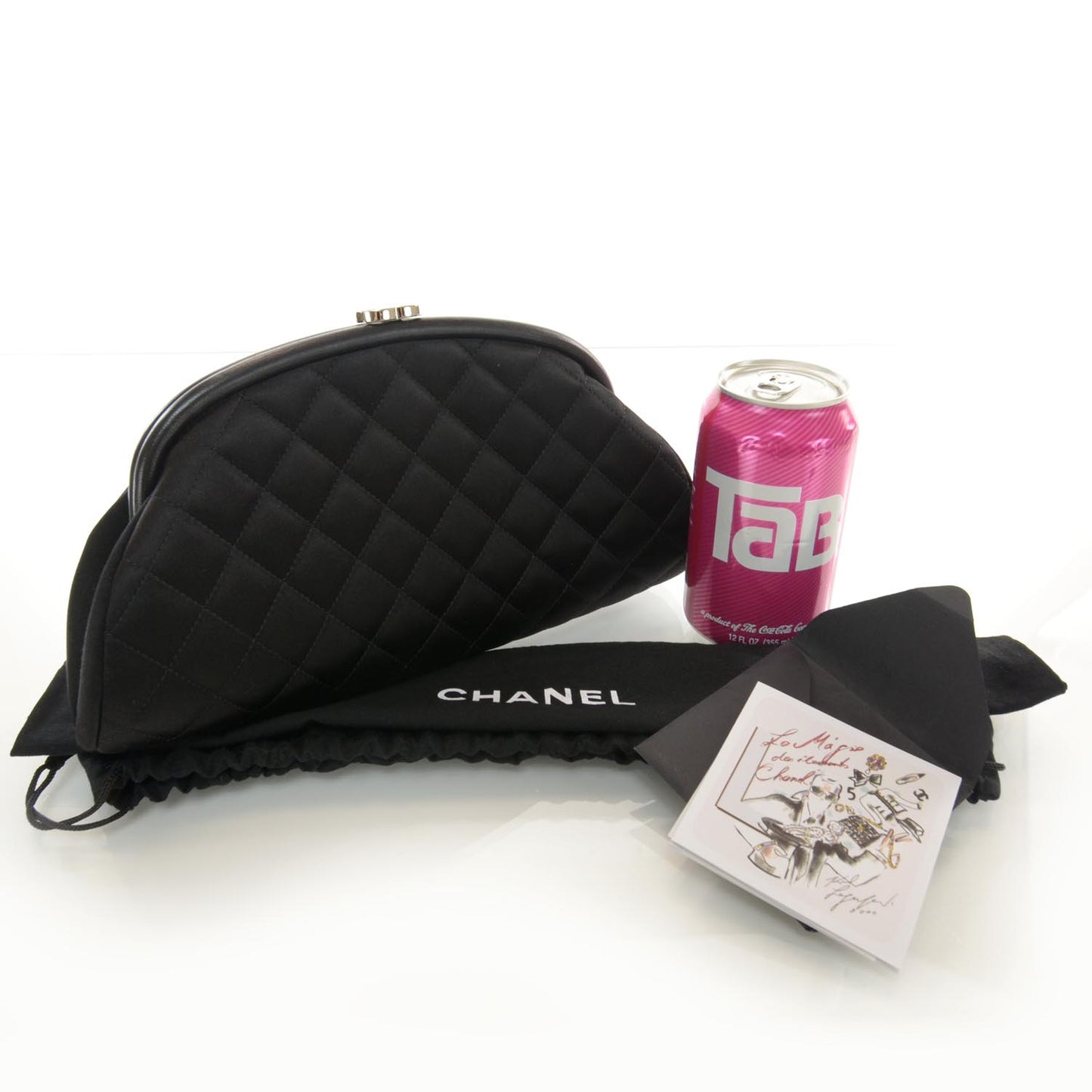Satin Quilted Timeless Clutch Black