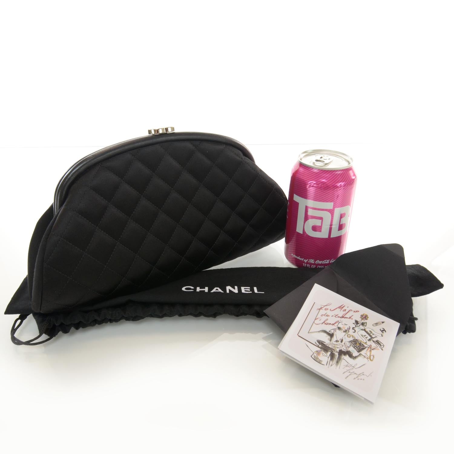 Chanel Satin Quilted Timeless Clutch Black 2 of 9