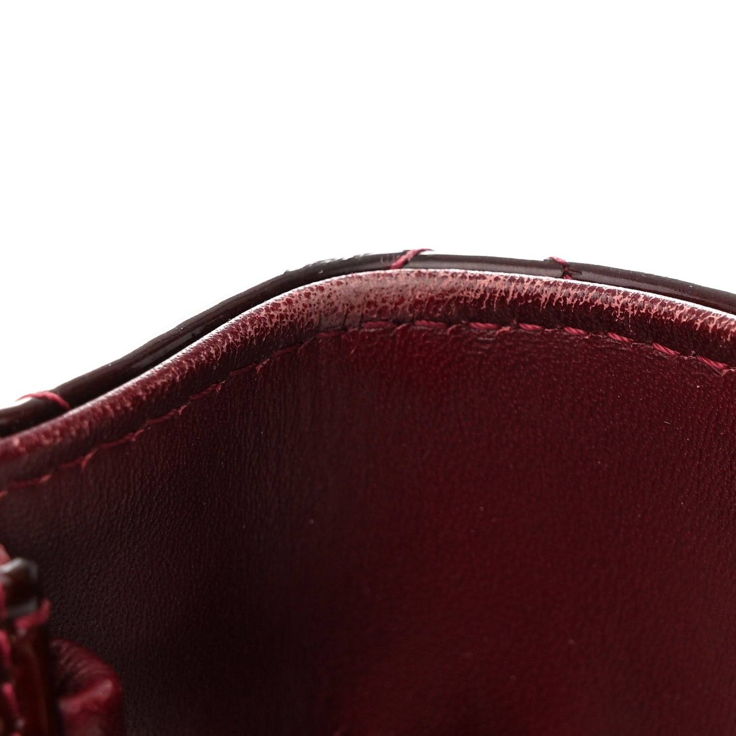 Patent Quilted Brilliant Wallet On Chain WOC Dark Burgundy
