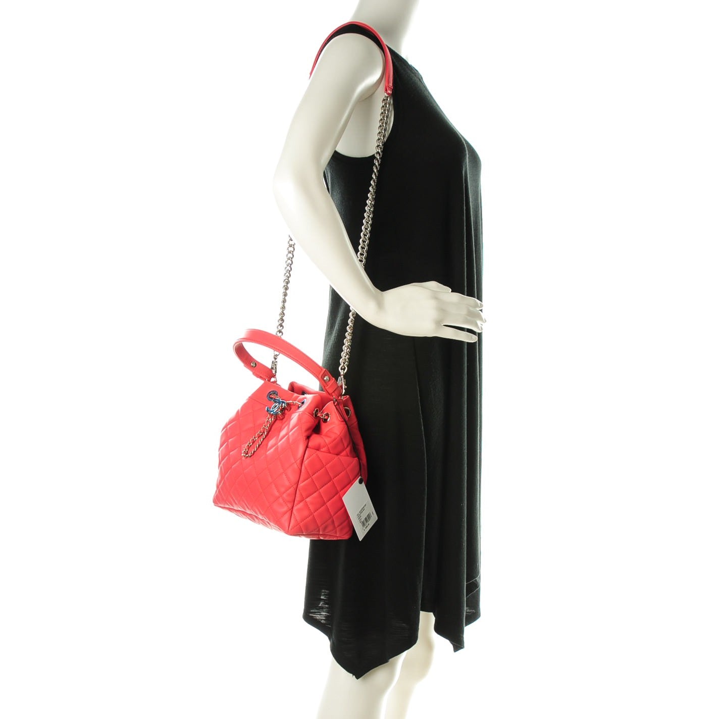 Chanel Lambskin Quilted Cuba Drawstring Tote Coral 3 of 8