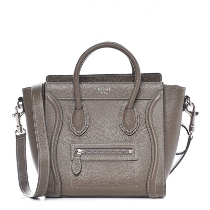Celine Drummed Calfskin Nano Luggage Souris 1 of 11