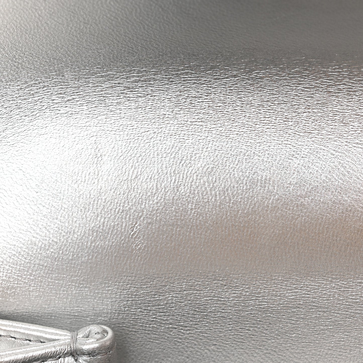 Metallic Calfskin Quilted Mini Metal Top Handle Flap Silver