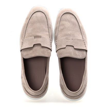 Hermes Suede Goatskin Mens Job Loafers 45 44 Rose Pale 2 of 10
