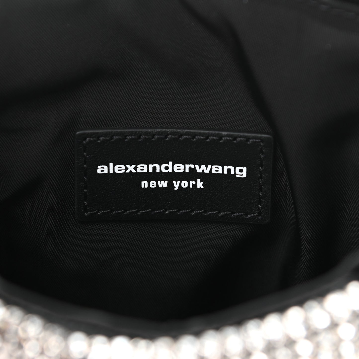 Mesh Crystal Rhinestone Quilted Heiress Tote Black Silver