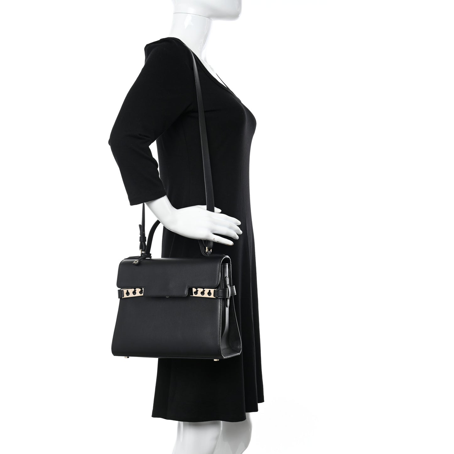 Calfskin MM Tempete Satchel Black