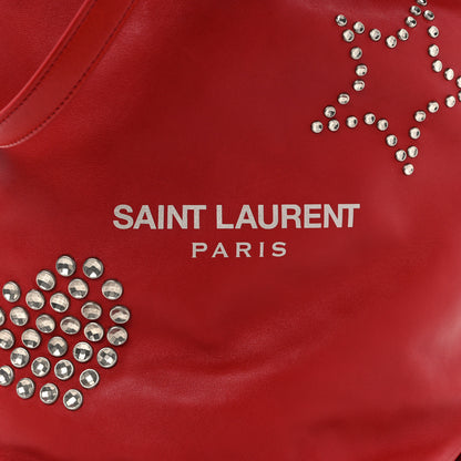 Saint Laurent Lambskin Charm Studded Teddy Drawstring Bag Eros Red 8 of 13
