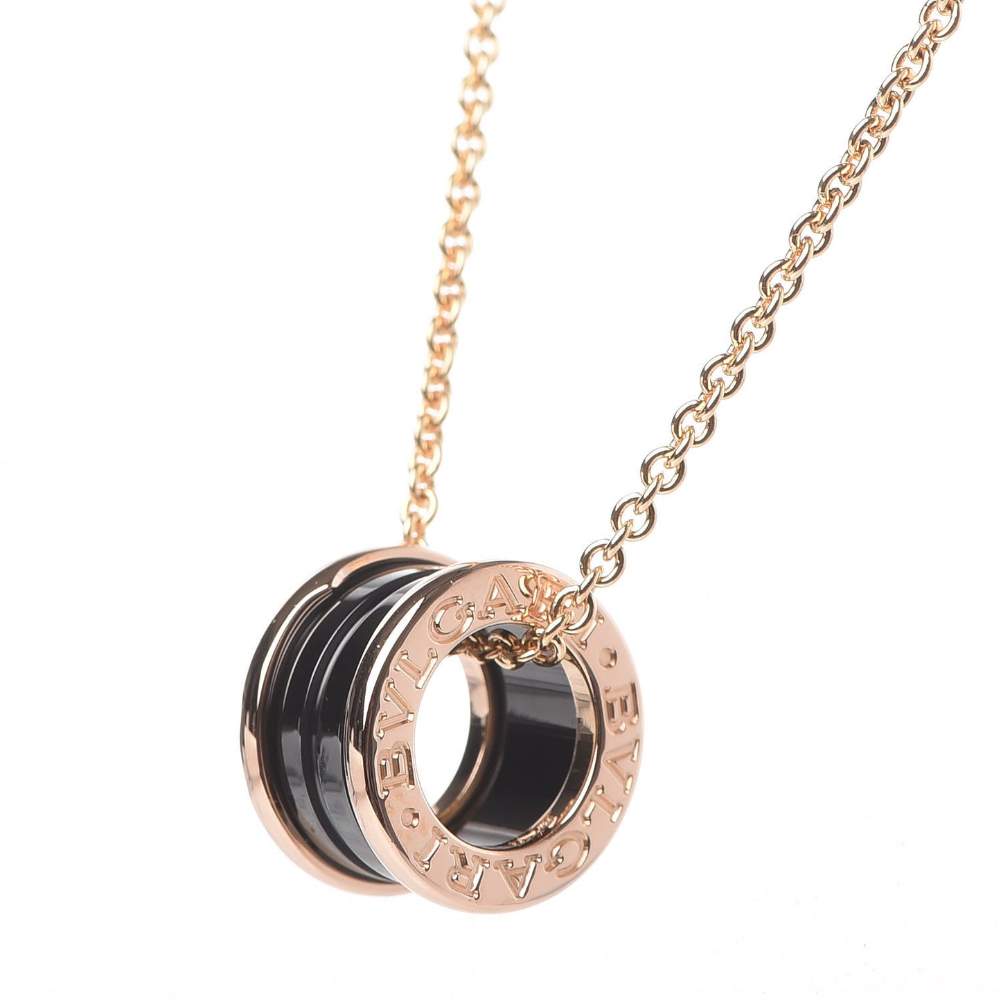 18K Rose Gold Black Ceramic B.Zero1 Pendant Necklace