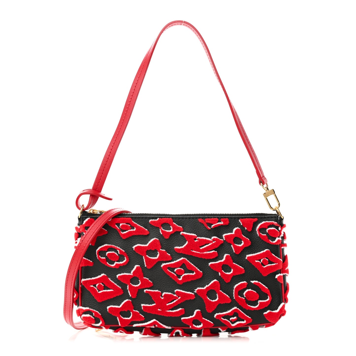 X UF Tufted Monogram Pochette Accessories Black Red