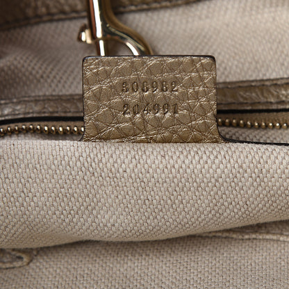 Gucci Metallic Pebbled Calfskin Medium Soho Chain Shoulder Bag Golden Beige 6 of 9