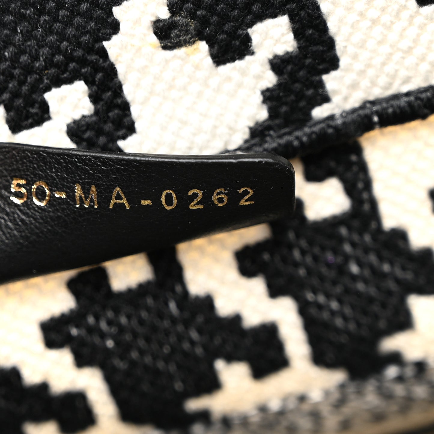 Canvas Houndstooth Embroidered Small Book Tote Black White