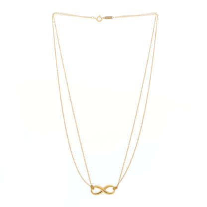 Tiffany 18K Yellow Gold Infinity Double Chain Pendant Necklace 3 of 5
