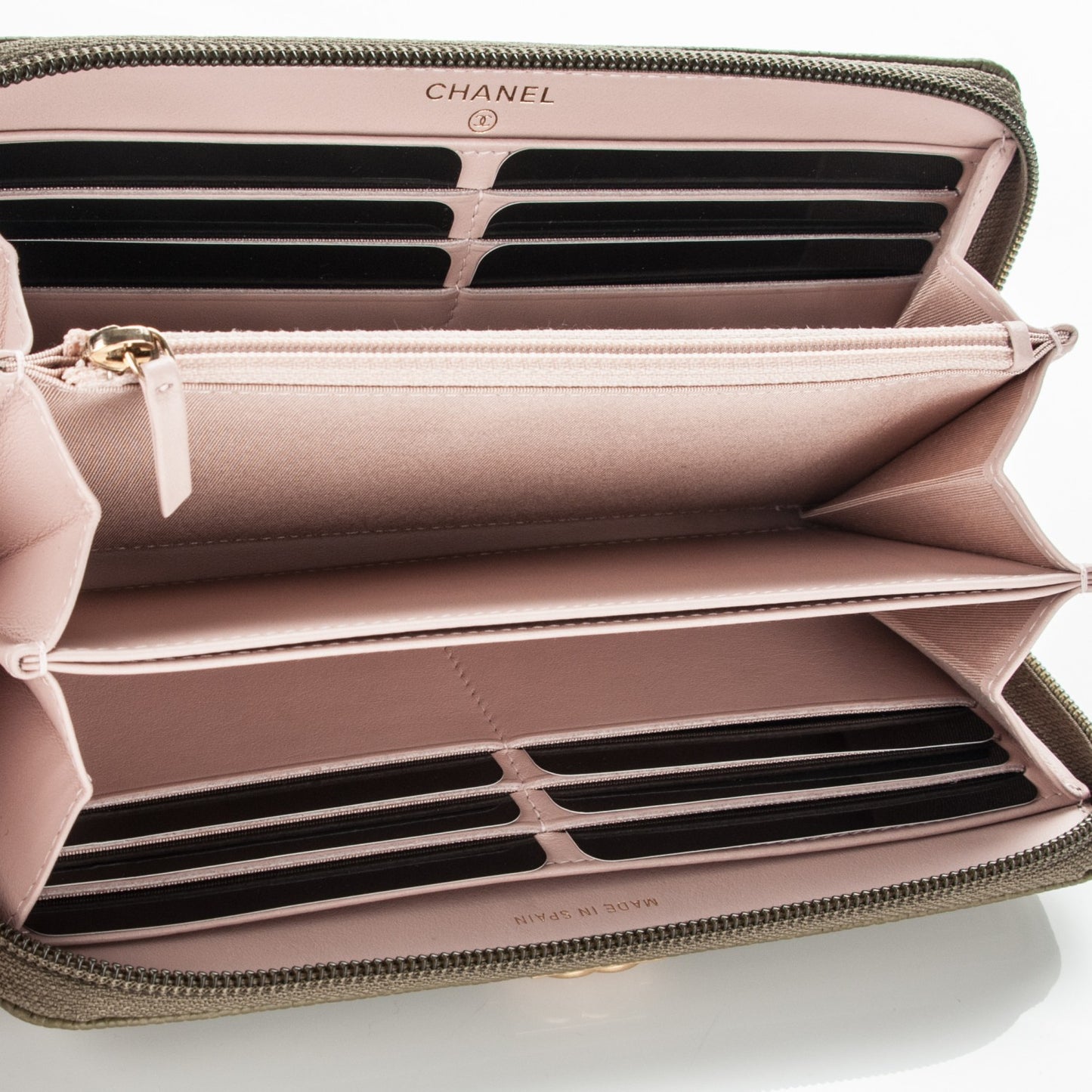 Caviar Quilted Boy Long Zip Around Wallet Black