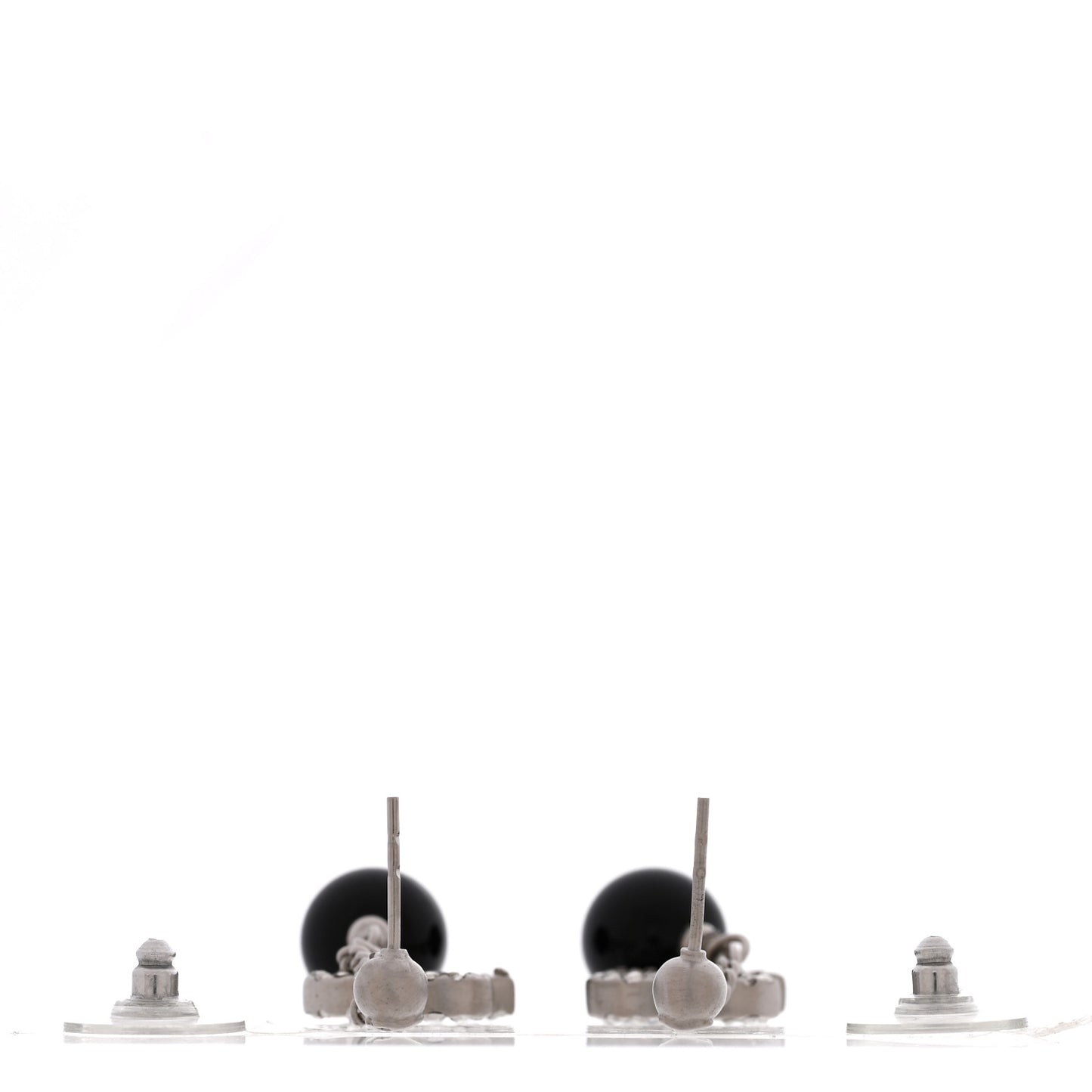 Crystal CC Bead Drop Earrings Silver Black
