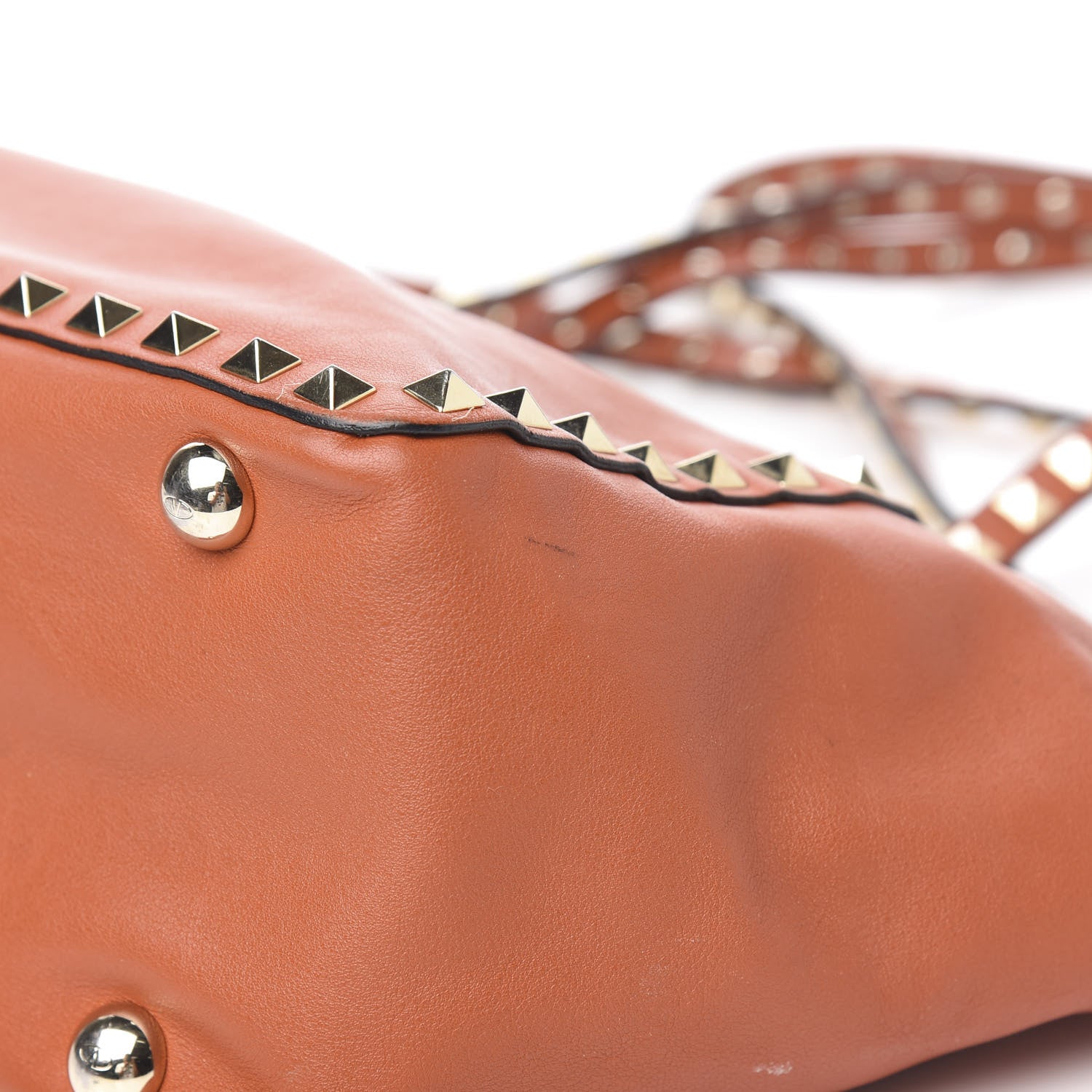 Valentino Garavani Vitello Small Rockstud Tote English Red 8 of 9