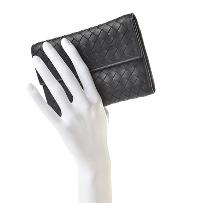 Bottega Veneta Nappa Intrecciato Continental Compact Flap Wallet Black 2 of 9