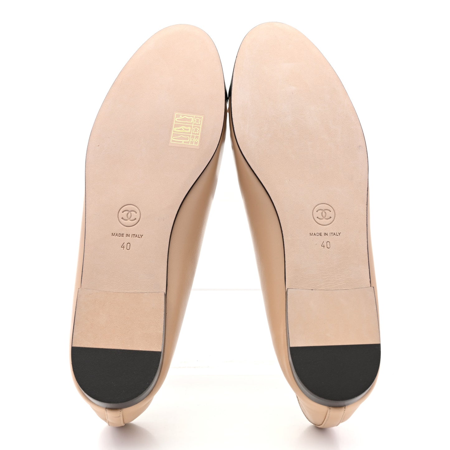Lambskin Cap Toe CC Ballerina Flats 40 Beige Black