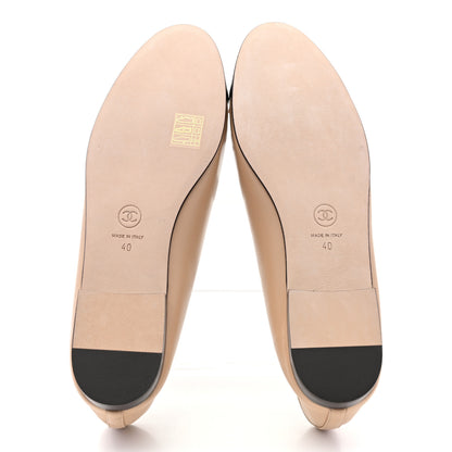Chanel Lambskin Cap Toe CC Ballerina Flats 40 Beige Black 5 of 9