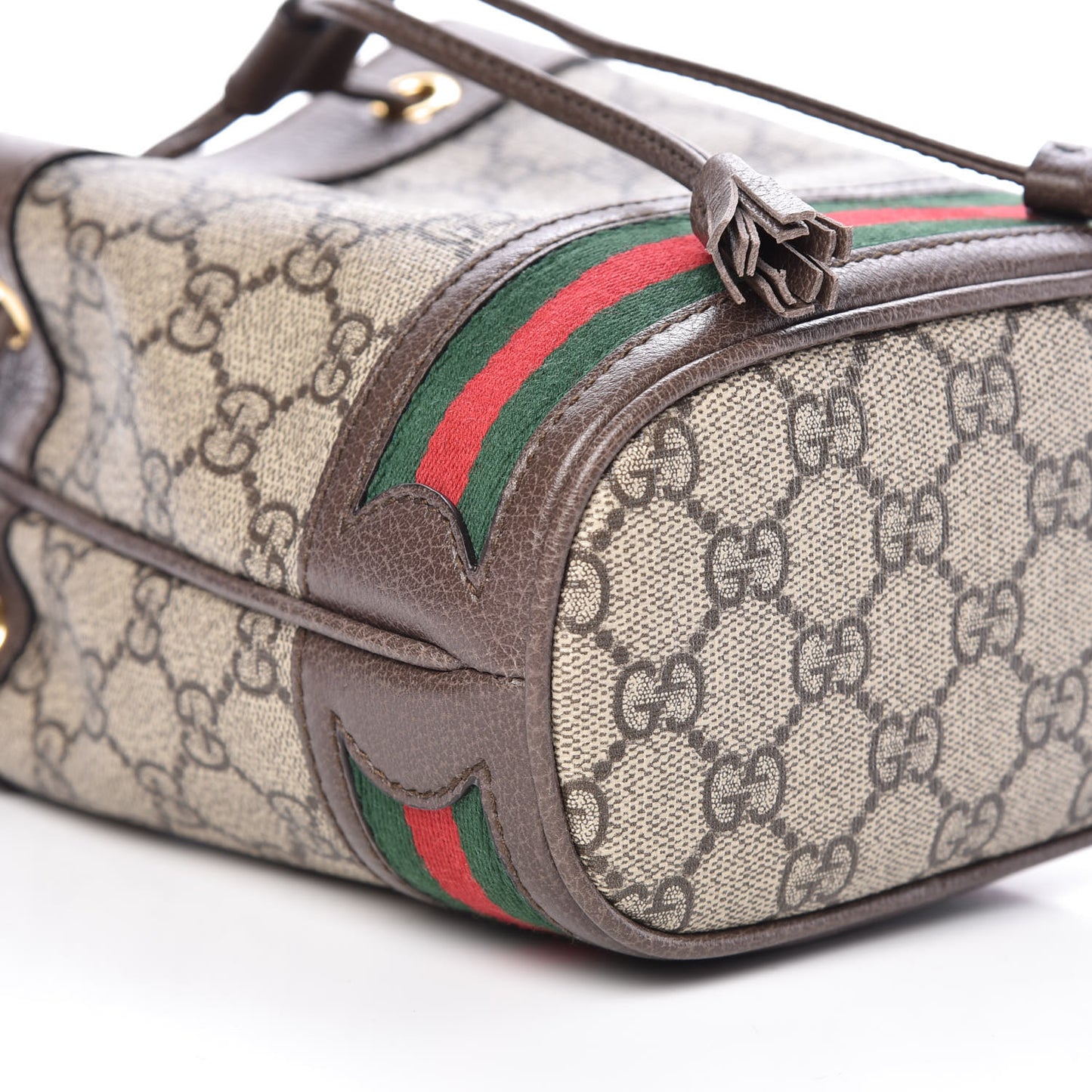 GG Supreme Monogram Web Mini Ophidia Bucket Bag Brown