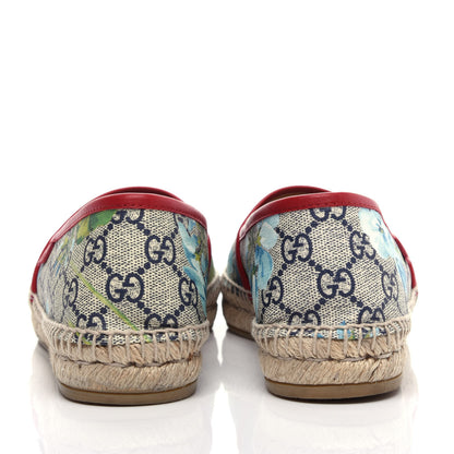 Gucci GG Supreme Monogram Blooms Espadrilles 37.5 Beige Blue Navy Hibiscus Red 7 of 12