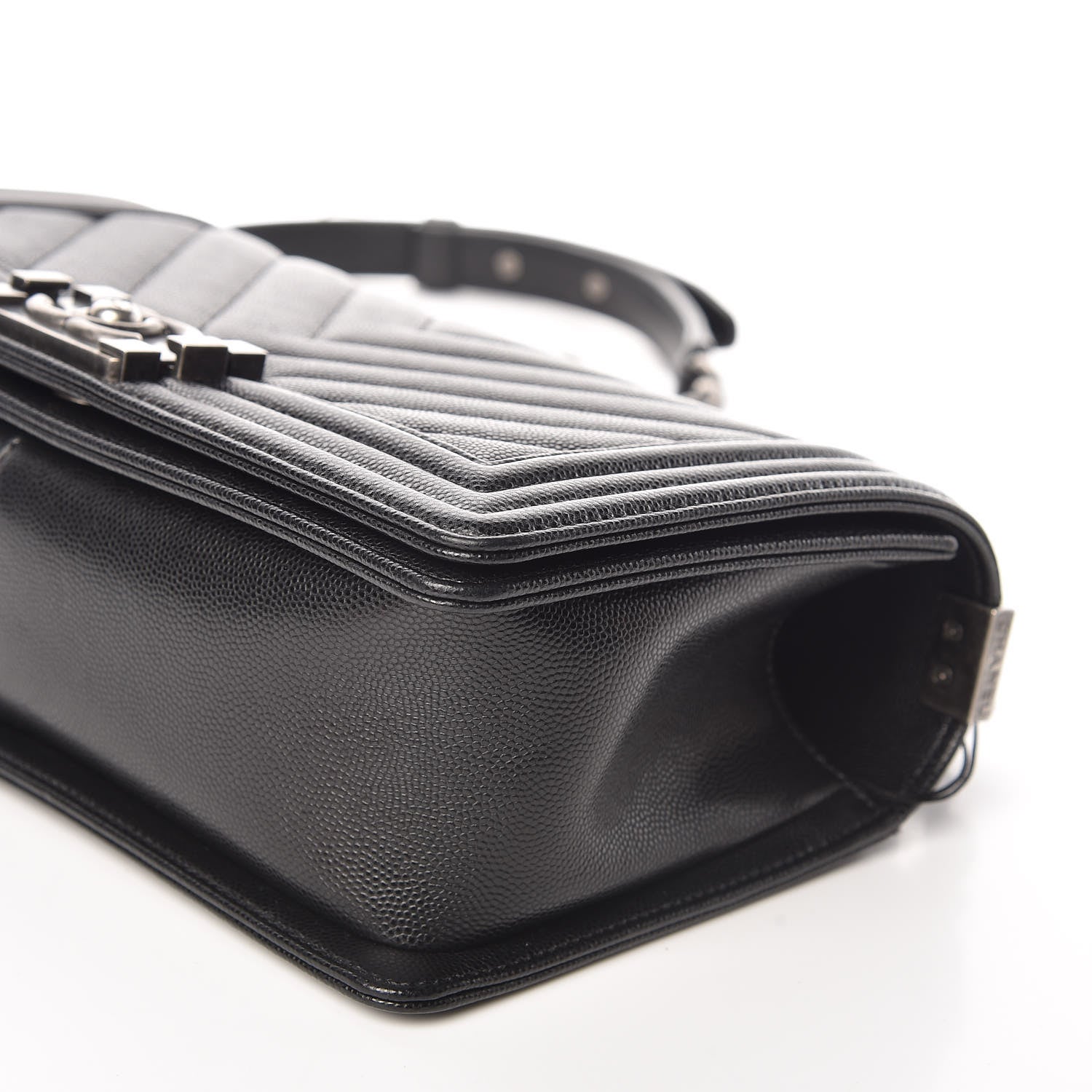 Chanel Caviar Chevron Quilted Medium Boy Flap Black 9 of 10