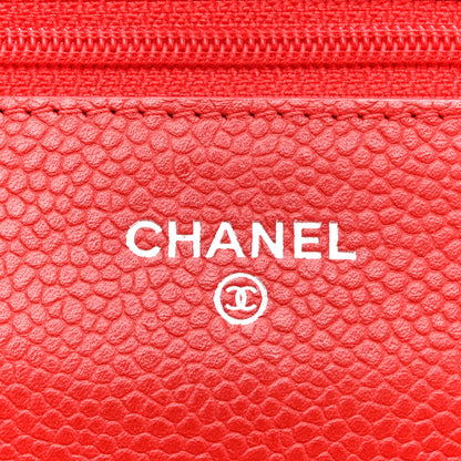 Chanel Caviar Quilted Wallet on Chain WOC Red 6 of 17