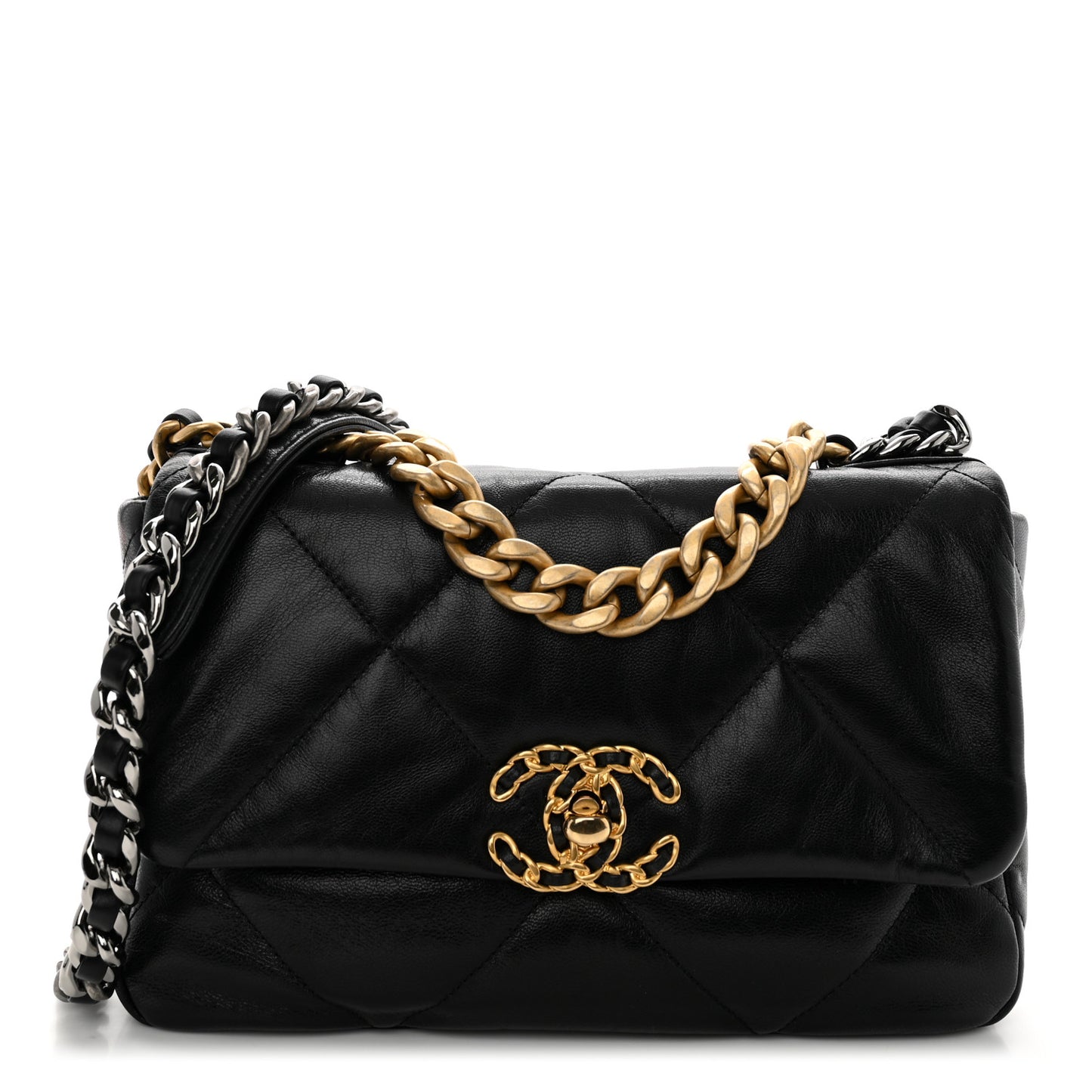Goatskin Quilted Medium Chanel 19 Flap Black