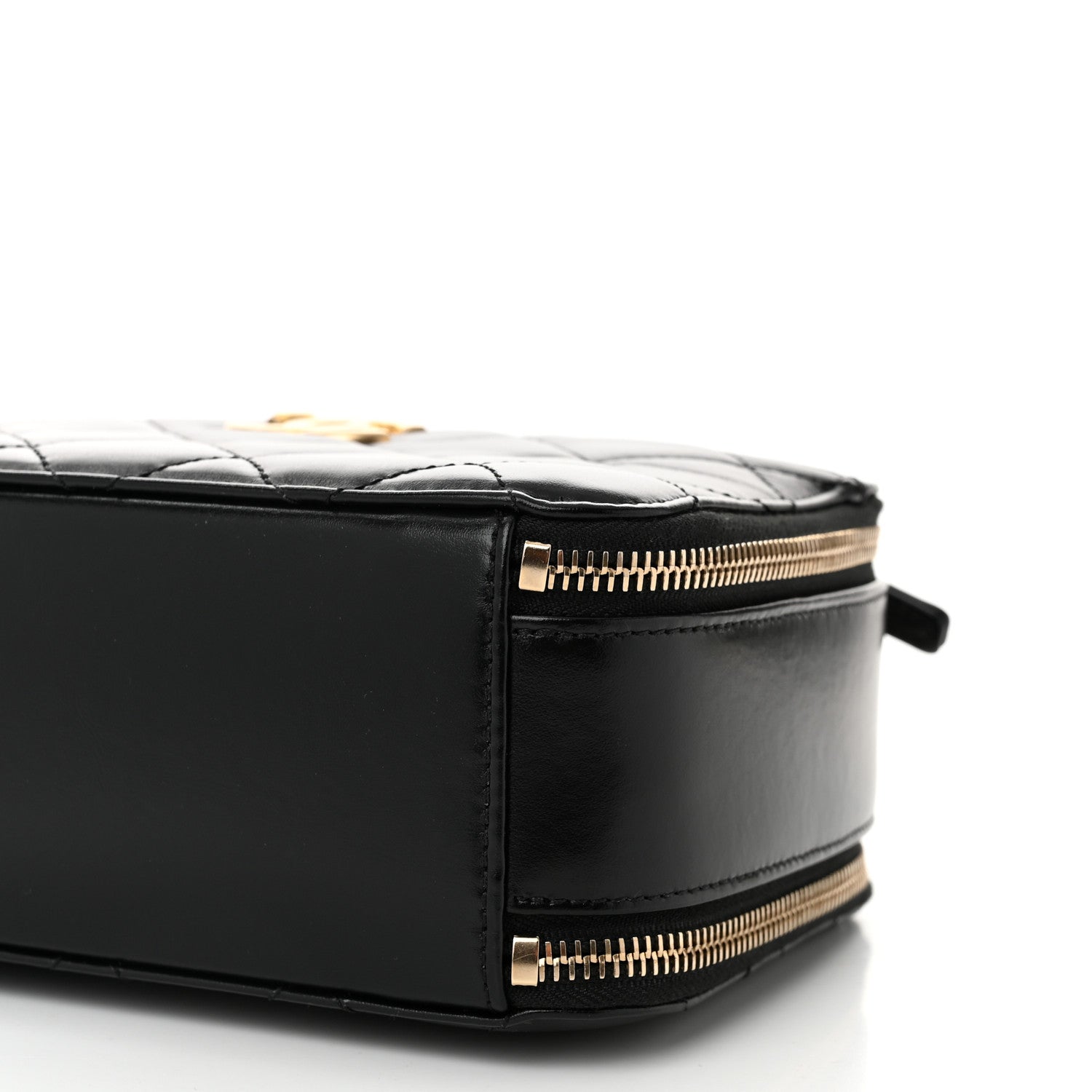 Chanel Shiny Calfskin Quilted Top Handle Vanity Black 11 of 13