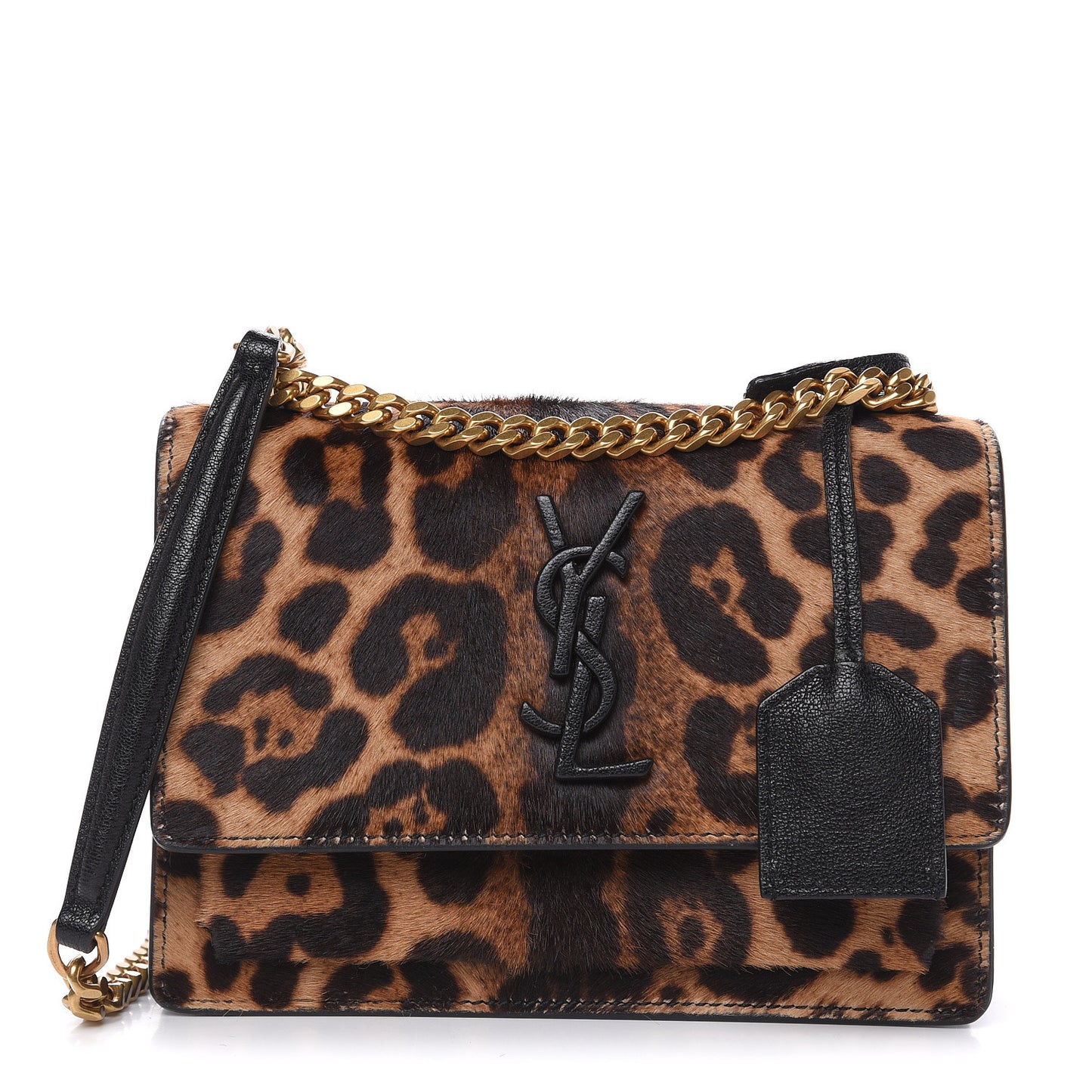 Calf Hair Monogram Small Sunset Chain Wallet Leopard