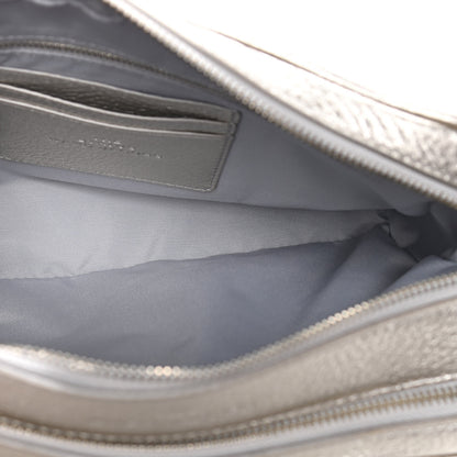 Marc Jacobs Metallic Grained Calfskin Quilted Double Stitched The Status Shoulder Bag Platinum 5 of 13
