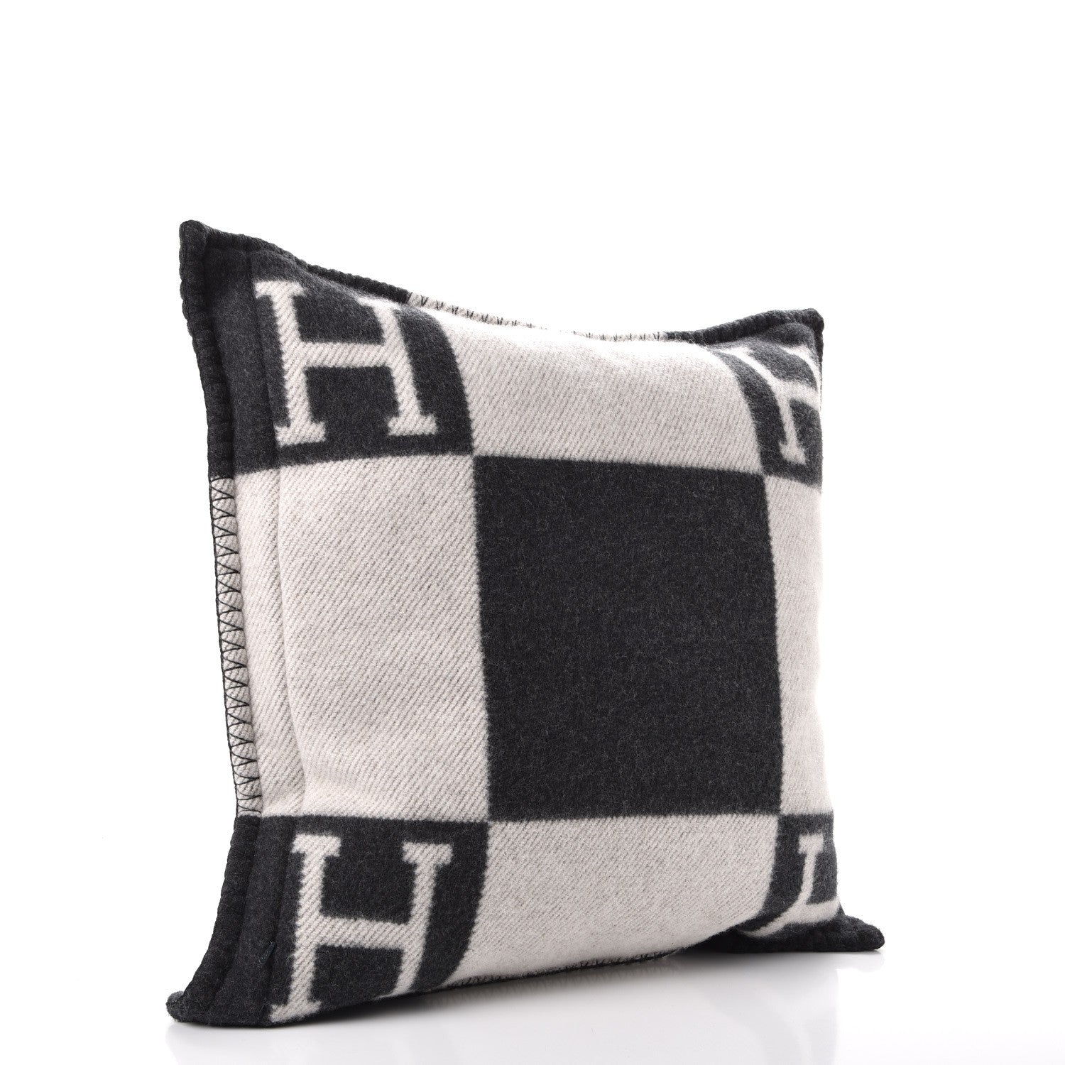 Hermes Wool Cashmere Avalon Pillow PM Ecru Gris Fonce 3 of 6