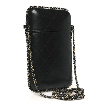 Chanel Lambskin Quilted Chain Around Phone Holder Black 3 of 10
