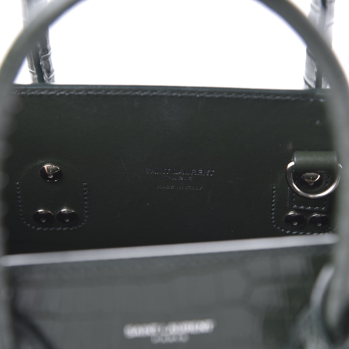 Calfskin Crocodile Embossed Baby Sac De Jour Dark Leaf