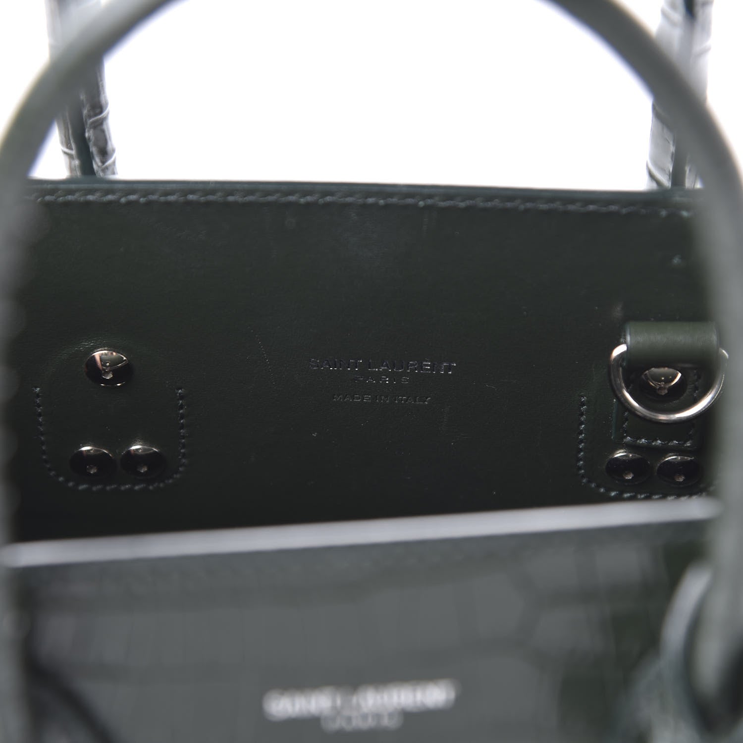 Saint Laurent Calfskin Crocodile Embossed Baby Sac De Jour Dark Leaf 8 of 9
