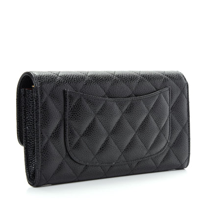 Chanel Caviar Quilted Large Gusset Flap Wallet Black 3 of 9
