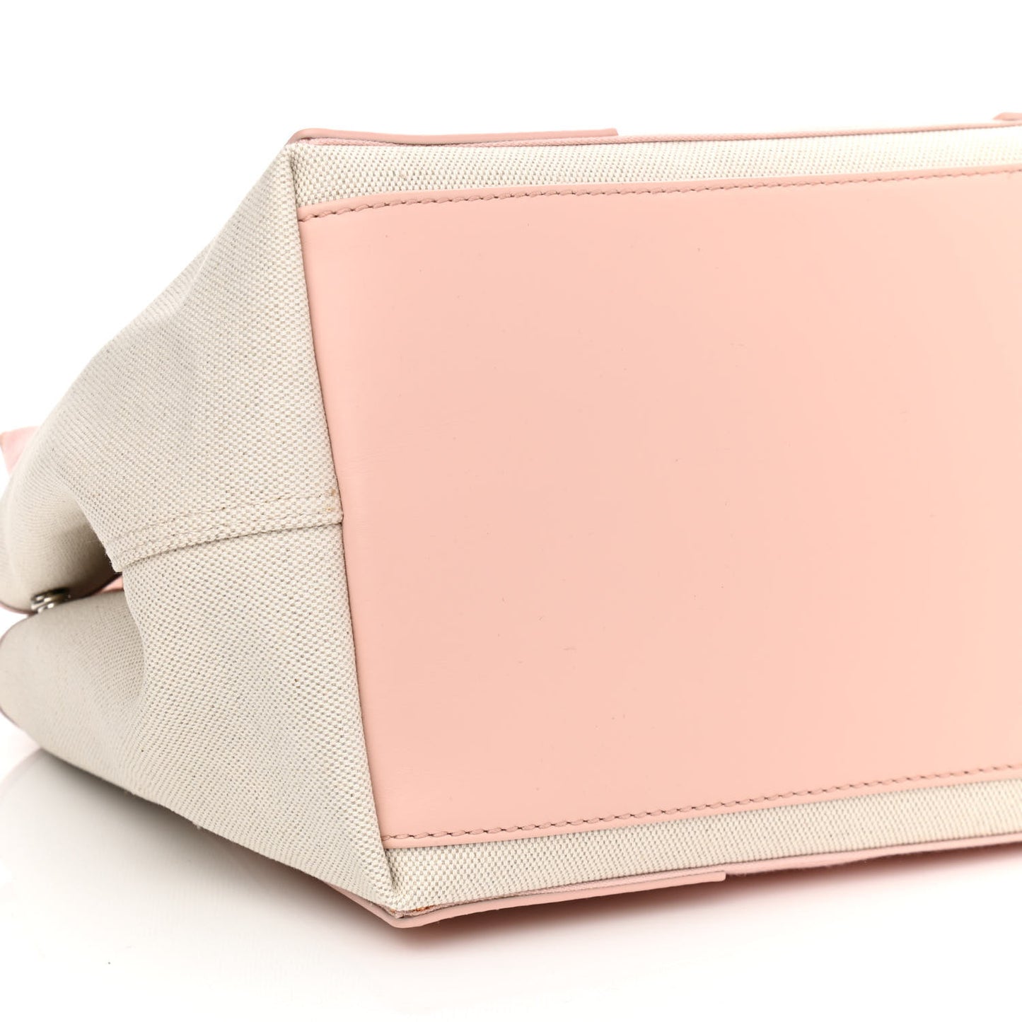 Cotton Canvas Satin Calfskin S Navy Cabas Pink Beige