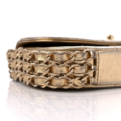 Chanel Metallic Lambskin Quilted Chocolate Bar 3 Chain Flap Gold 8 of 12