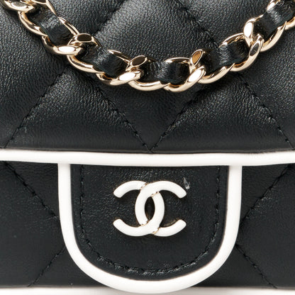 Chanel Lambskin Quilted Resin CC Flap Clutch With Chain Black White 8 of 10