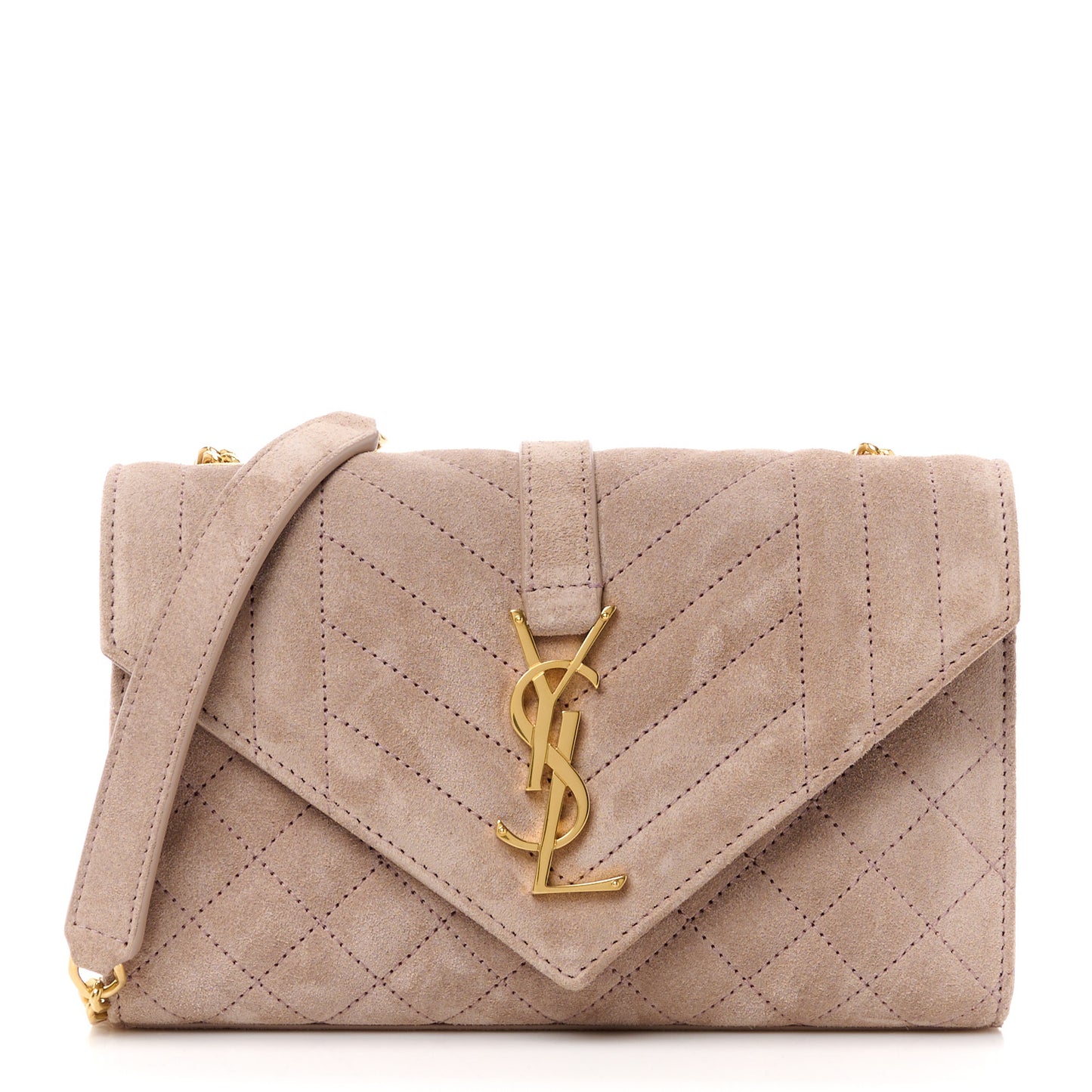 Suede Mixed Matelasse Triquilt Small Monogram Envelope Satchel Rosy Sand