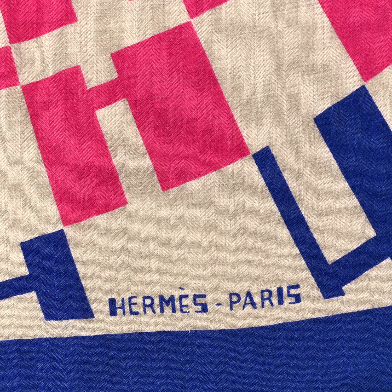 Hermes Cashmere Silk Op'H Shawl 140 Indigo Naturel Rose 3 of 5