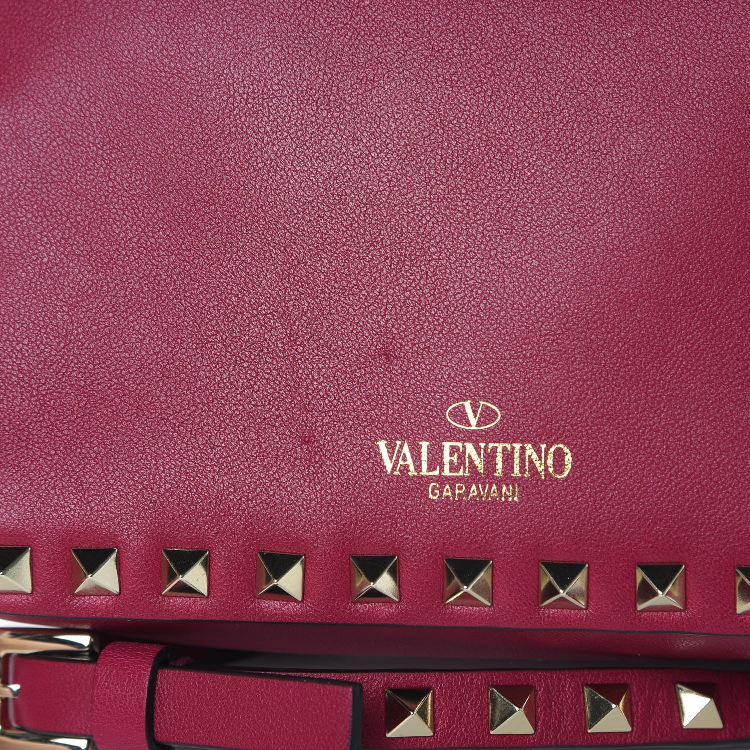 Valentino Garavani Vitello Rockstud Camera Crossbody Bag Raspberry 10 of 10
