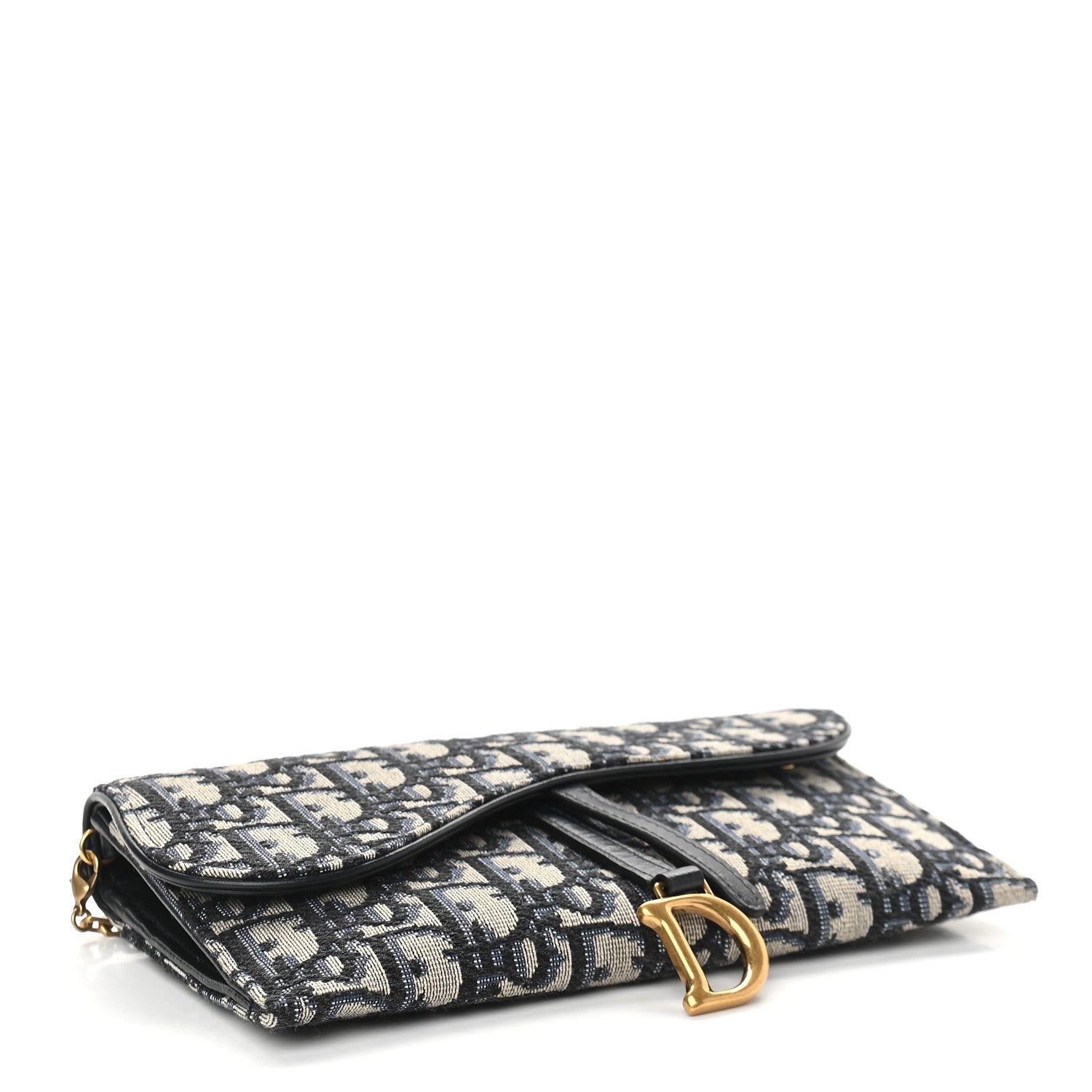 Christian Dior Oblique Saddle Chain Long Wallet Blue 5 of 10