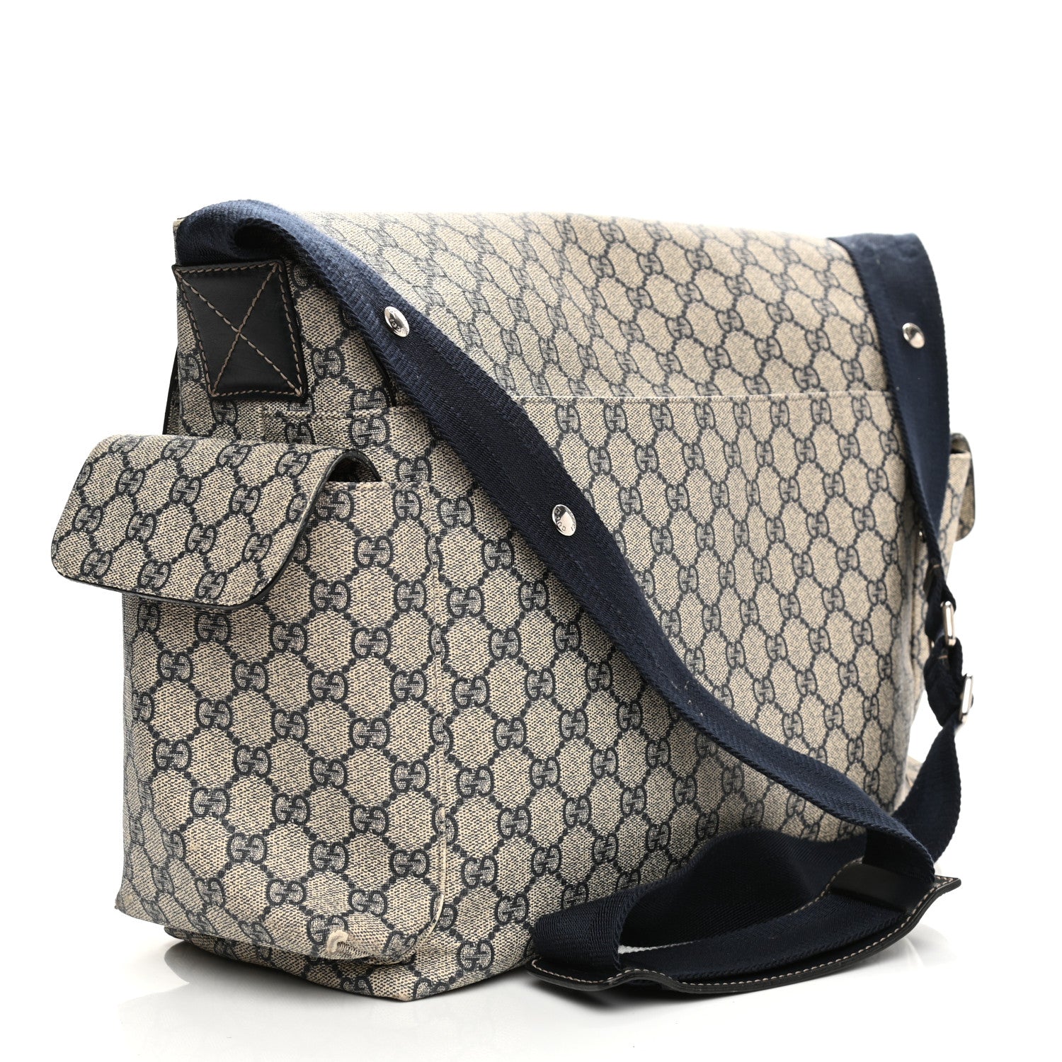 Gucci GG Plus Monogram Messenger Diaper Bag Navy 3 of 18