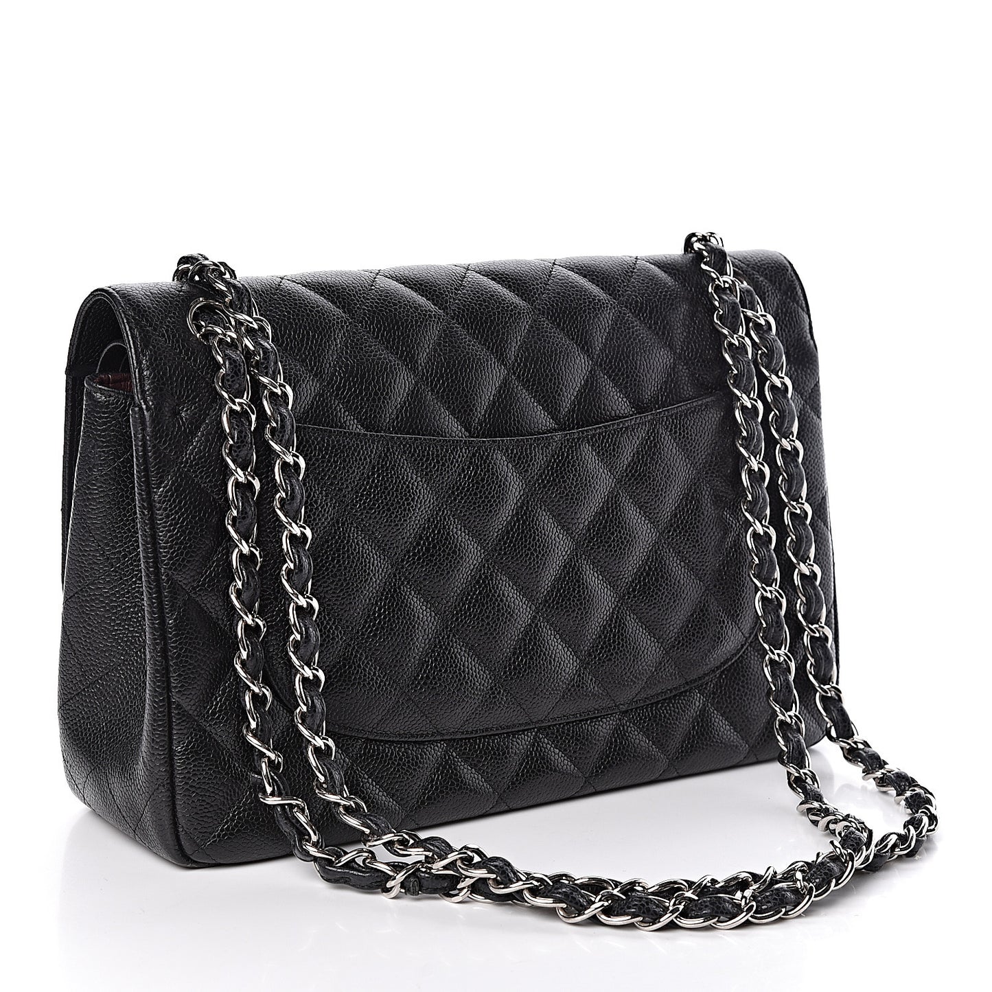 Caviar Quilted Jumbo Double Flap Black