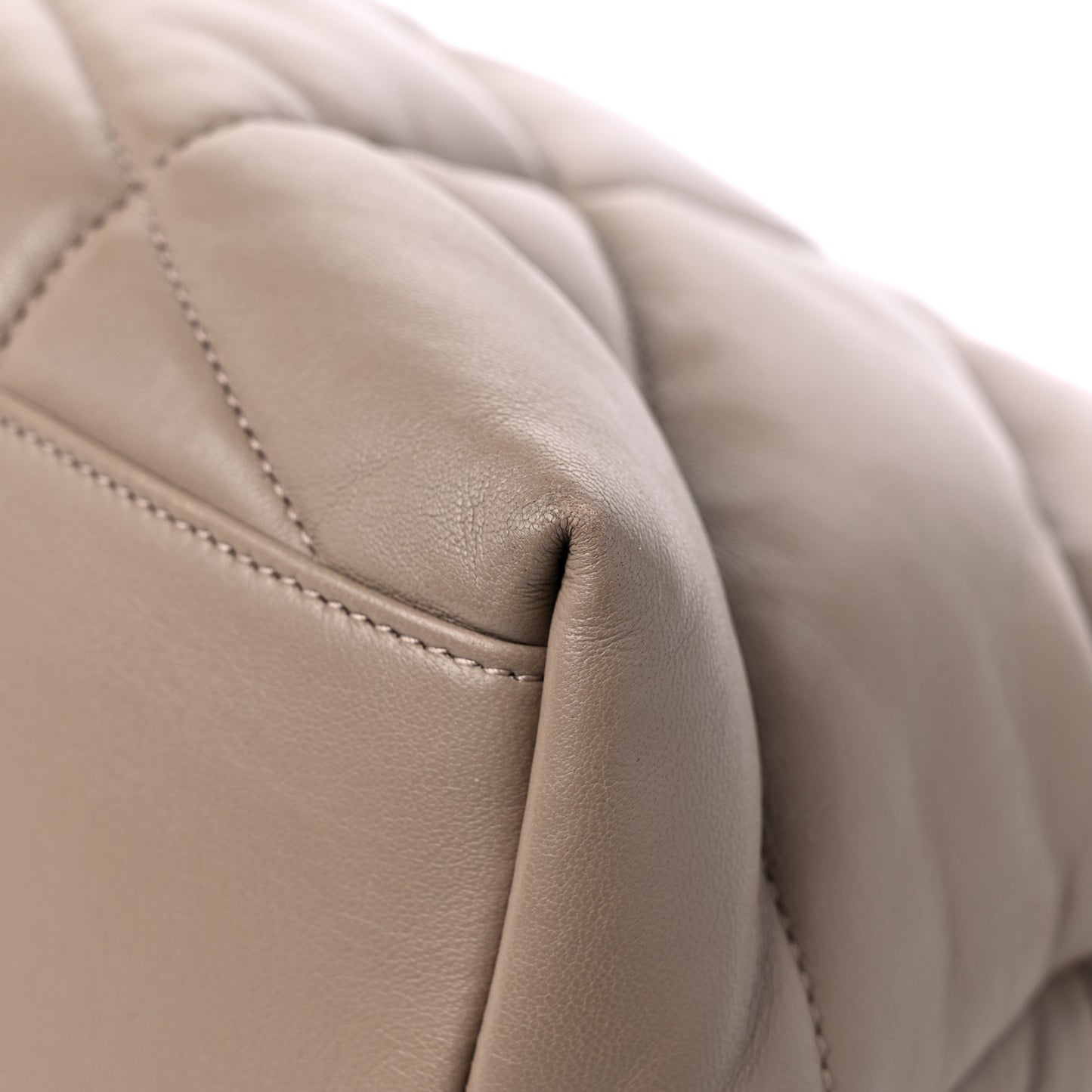 Lambskin Quilted Medium Loulou Puffer Monogram Chain Satchel Dark Beige